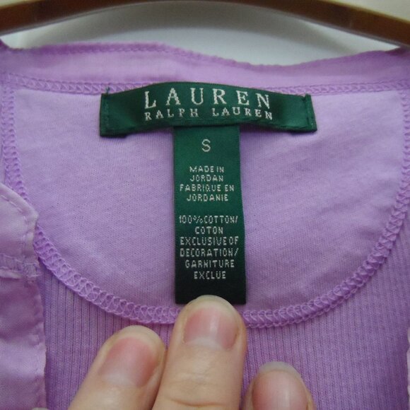 Ralph Lauren- ruffle collar  3/4 sleeve light purple blouse shirt sz., S - Picture 2 of 9